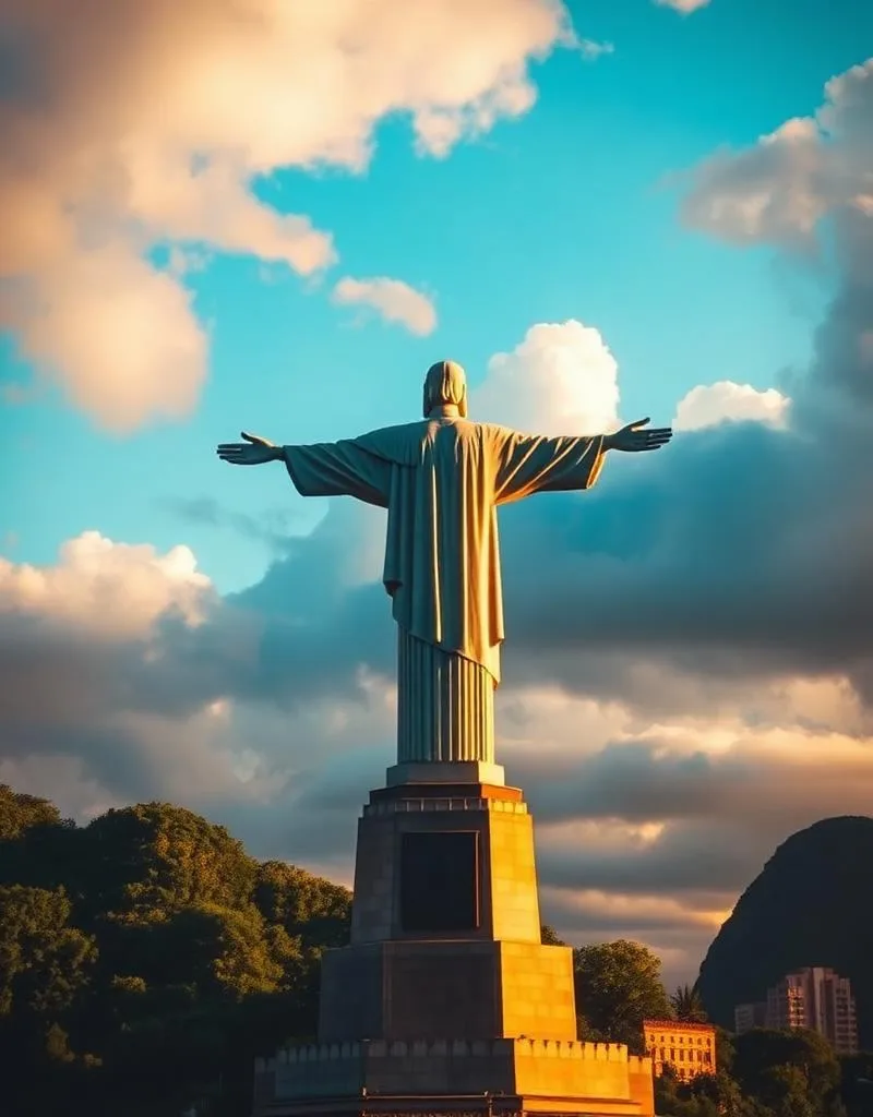 Christ the Redeemer statue on Corcovado mountain above Rio de Janeiro